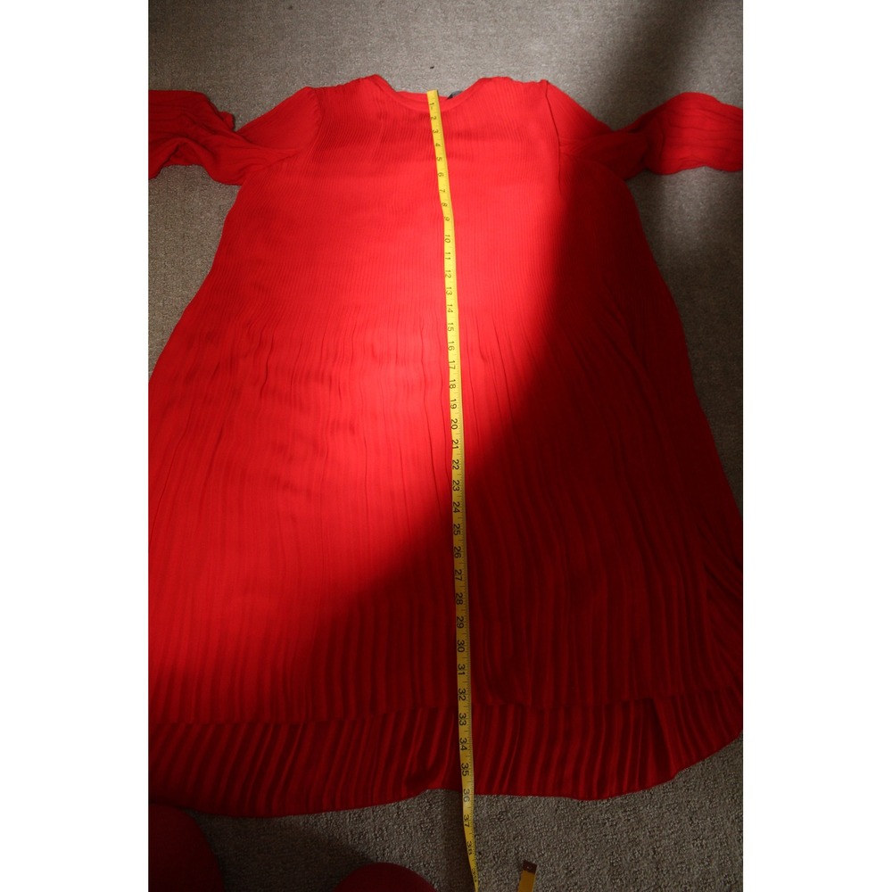 ZARA BASIC COLLECTION Red Pleated Long Sleeve Shi… - image 8